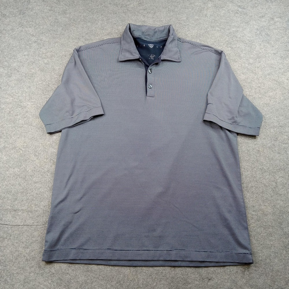 Nike Golf Polo Shirt Mens Medium Gray Stripe Short Sleeve Performance Stretch